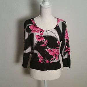 GUC WHBM Snap Front Floral Cardigan, Size Small